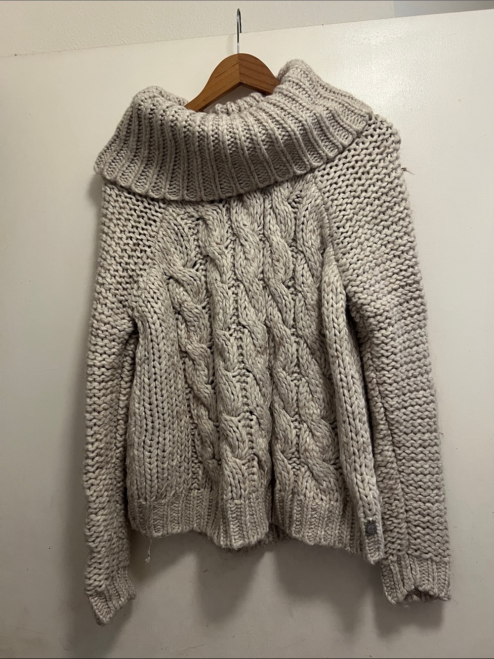 Volcom Stone Row Cream Cable Knit Turtleneck Pullover